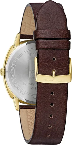 Vista 3 de Bulova Reloj de cuarzo Frank Lloyd Wright Hollyhock House para hombre Tono dorado y gris