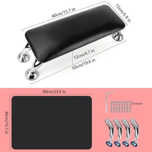 Vista 7 de Reposabrazos para uñas acrílicas con tapete de mesa para uñas, cojín de descanso para manos de cuero de microfibra para uñas, almohada suave