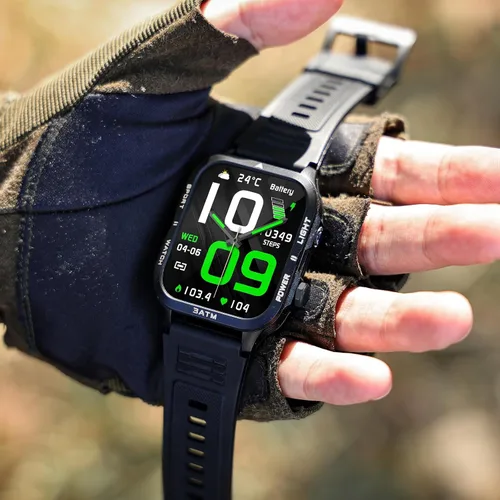 Vista 9 de Relojes inteligentes militares para hombre (responder/hacer llamadas) con potente linterna de 1.96 pulgadas HD, reloj inteligente táctico al aire