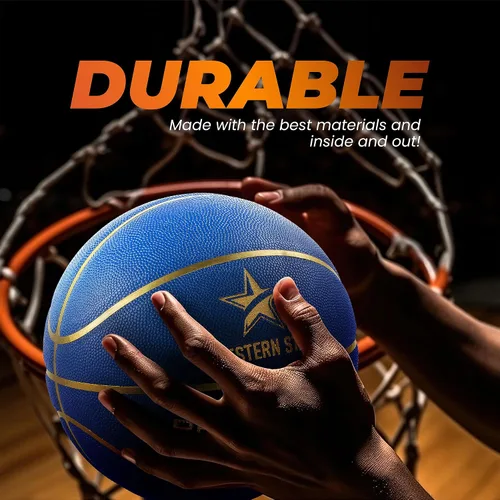 Vista 5 de Western Star Baloncesto profesional, tamaño y peso oficiales, tamaño 7, 29.5 pulgadas, ultra agarre, pelota de juego para interiores y exteriores