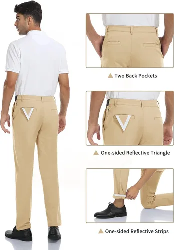 Vista 5 de Safort Pantalones de vestir ajustados para hombre, elásticos, impermeables, para uso diario