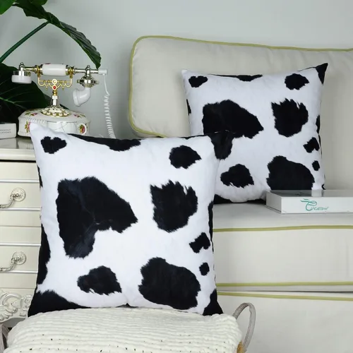 Vista 2 de CaliTime - Juego de 2 fundas de cojín decorativas de forro polar para sofá, cama, sillón o casa de campo