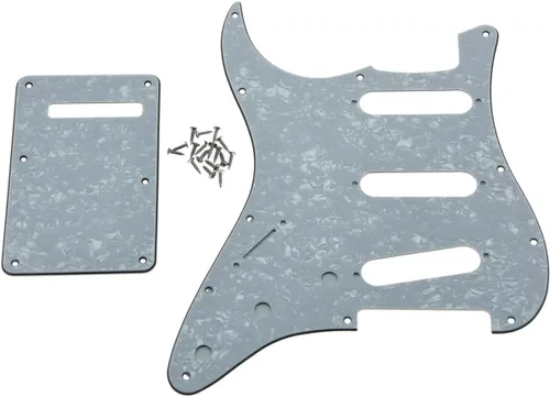 Vista 7 de KAISH Lefty ST/Strat Style SSS Pickguard - Cubierta trasera para trémolo para mano izquierda Stratocaster / Strat negro 3 capas