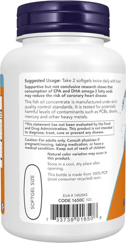 Vista 3 de NOW Foods Omega-3 - 100 cápsulas blandas (Paquete de 2)