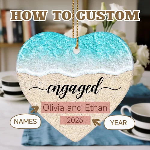 Vista 5 de Adorno personalizado para casados de primera Navidad 2026, regalos de compromiso para parejas, adorno de boda personalizado para recién casados