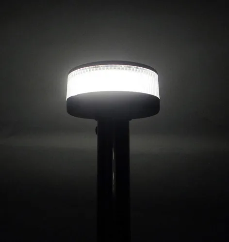 Vista 8 de Pactrade Marine Luz LED redonda, luz de popa, luz de anclaje, luz de poste LED de navegación de barco con poste estándar de 22 pulgadas con base