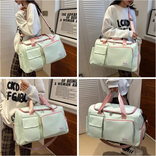 Vista 50 de Pequeña bolsa de gimnasio para mujer, bolsa de viaje con compartimento para zapatos