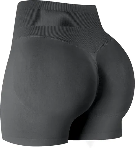 Vista 16 de ATHVOTAR Pantalones cortos de gimnasio para entrenamiento para mujeres, cintura alta sin costuras que levantan y fruncen los glúteos, pantalones