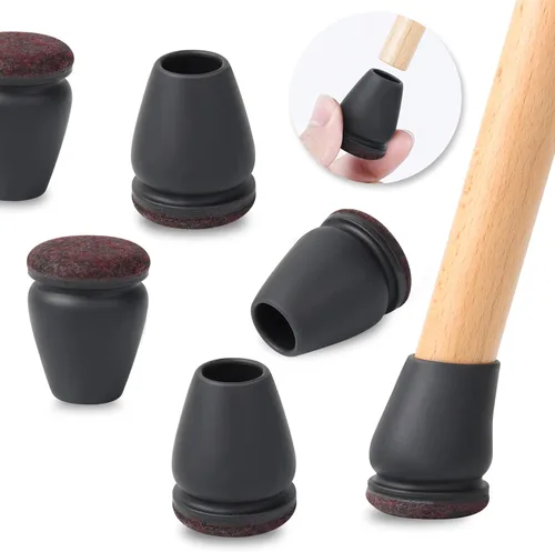 Vista 13 de Ezprotekt 24 protectores cuadrados de silicona para patas de silla para suelos de madera, almohadillas de fieltro negro para muebles, fundas