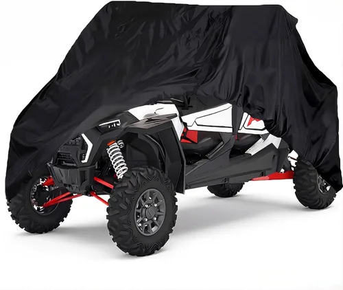 Vista 7 de Funda para UTV de 2 plazas, impermeable, resistente, 420D, Oxford, lado a lado, con cremallera, compatible con Polaris Ranger RZR Can-Am Defender