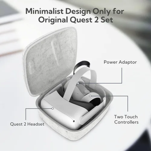 Vista 5 de ZYBER Funda de transporte para Meta Quest 2 funda de viaje de fieltro duro para Oculus Quest 2 accesorios con material de primera calidad aspecto
