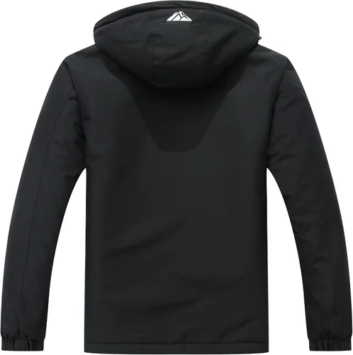 Vista 2 de Chaqueta de esquí de invierno impermeable para hombre, chaqueta de snowboard de invierno impermeable con capucha y forro polar resistente al viento