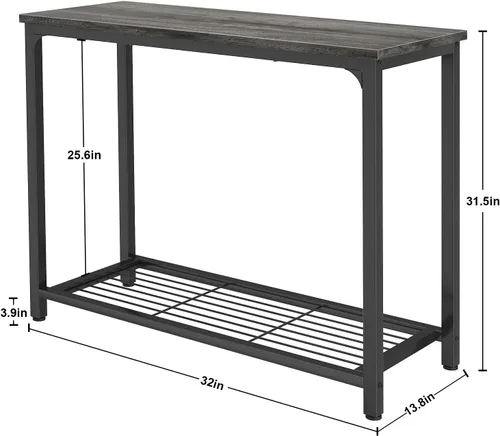 Vista 3 de Ecoprsio Mesa Consola Mesa de Sofá con Estantes de Malla, Mesa de Entrada de 2 Niveles Mesa de Vestíbulo para Entrada, Vestíbulo Frontal, Pasillo