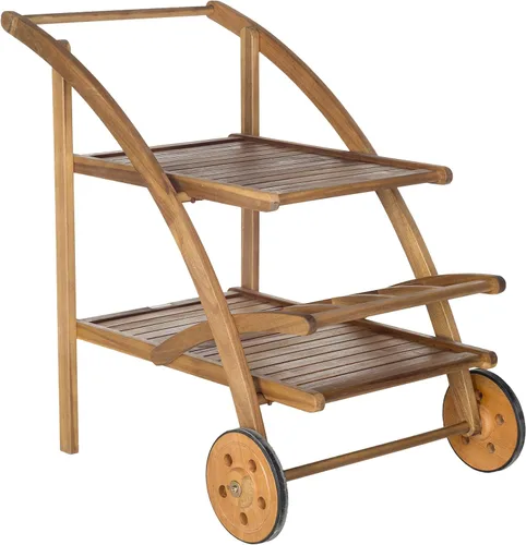 Vista 10 de Safavieh Outdoor Collection Lodi - Carrito de té, gris lavado