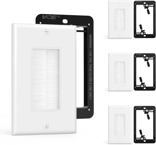 Vista 13 de VCE Placa de pared de cepillo con soporte, inserto de paso de cable, cubierta de pared decorativa de una sola banda para cables de bajo voltaje