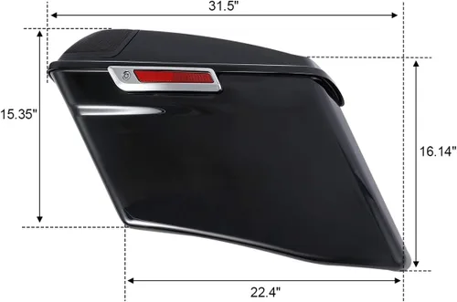 Vista 4 de XFMT Alforjas extendidas de 4 pulgadas con tapas de altavoz de 5 x 7 pulgadas para Harley Touring CVO Street Road Glide 2014-2023, negro vivo Negro