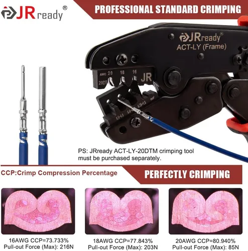 Vista 4 de JRready Kit de conectores Deutsch Serie DTM, 2 3 4 6 8 12 pines conectores DTM impermeables grises, herramienta de crimpado Deutsch ACT-LY-20DTM