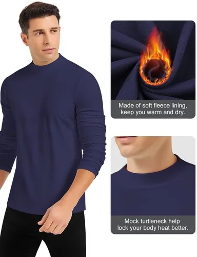 Vista 4 de SIMIYA Camisas de manga larga con cuello alto falso para hombre, suéter térmico ajustado y ajustado