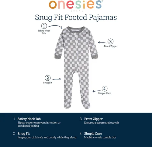 Vista 5 de Onesies Brand Unisex Baby 4-pack Sleep 'N Play Footies Multi Pack