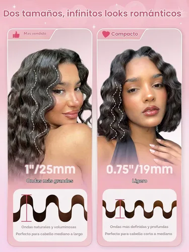 Vista 4 de SHEGLAM Ondulador de cabello ondulado de playa (rosa, 0.75 pulgadas)