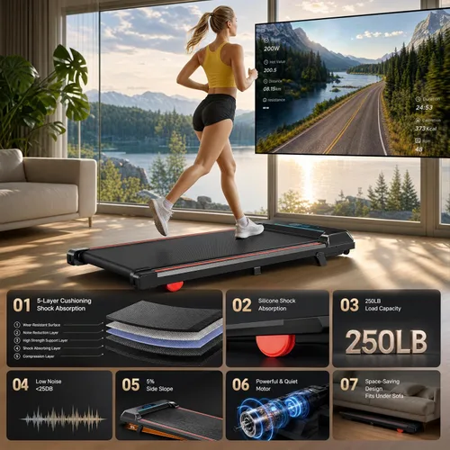 Vista 4 de JUKER Caminadora debajo del escritorio con inclinación, RGB y Bluetooth
