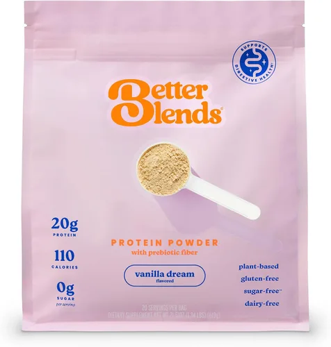 Vista 10 de Proteína en polvo amigable con el intestino para estómagos sensibles, bajo FODMAP, 0.71 onzas de proteína vegana de guisantes y arroz con fibra