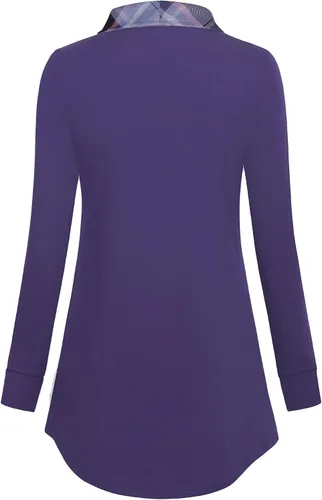 Vista 3 de Bebonnie Sudaderas casuales de manga larga con cuello en V para mujer con botones