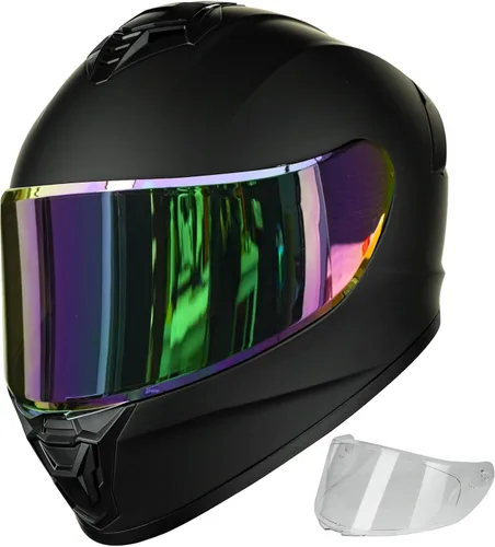 Vista 12 de Cascos de motocicleta para adultos, hombres y mujeres, casco ligero de cara completa para bicicleta de calle, carreras, DOT con visera extra