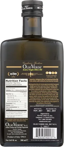 Vista 2 de Botella de aceite de oliva extra virgen Olio Verde (Sicilia, Italia) botella de 17 fl oz