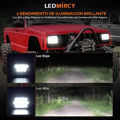 Vista 2 de LEDMIRCY Faros LED 5x7, H6054 Faros LED Hi/Lo Sealed Beam 2PCS Luces LED 5x7 2PCS