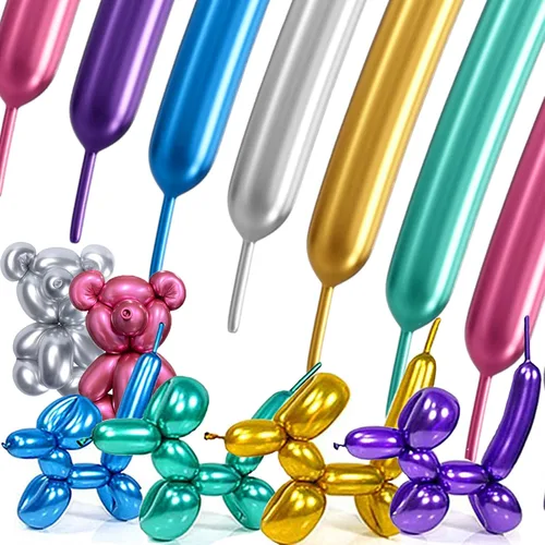 Vista 28 de 260 globos metálicos de oro rosa, 100 unidades, látex, largo Oro rosa metálico