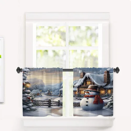 Vista 24 de Cortinas opacas de poliéster multicapa para cafetería, con diseño de diamantes, 2 unidades, 26 x 24 pulgadas