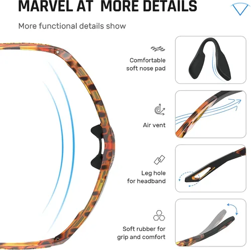 Vista 5 de TOREGE Lentes de sol deportivos polarizados para hombres y mujeres, para tiro, ciclismo, correr, golf, pesca, lentes duraderos TR36