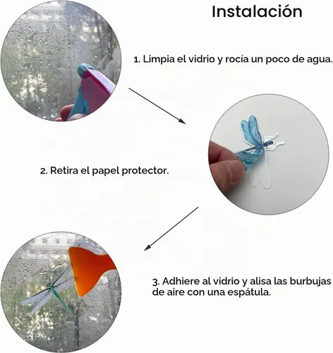 Vista 7 de Colorida libélula anticolisión de pájaro pegado para ventana, 20 piezas