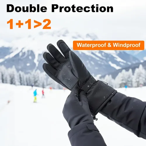 Vista 2 de BNZ Guantes calefactables para hombres y mujeres, guantes calefactables recargables para deportes de invierno, ciclismo en nieve, equitación, esquí