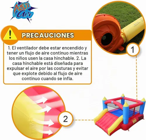 Vista 6 de Action Air Casa inflable para saltar para niños, Rojo Para niños de 3 a 10 años, castillo de salto con tobogán, casa inflable familiar con cosido