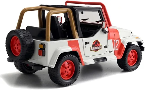 Vista 5 de Jada Jurassic World 1:24 1992 Jeep Wrangler Jurassic World - Auto fundido a presión, juguetes para niños y adultos