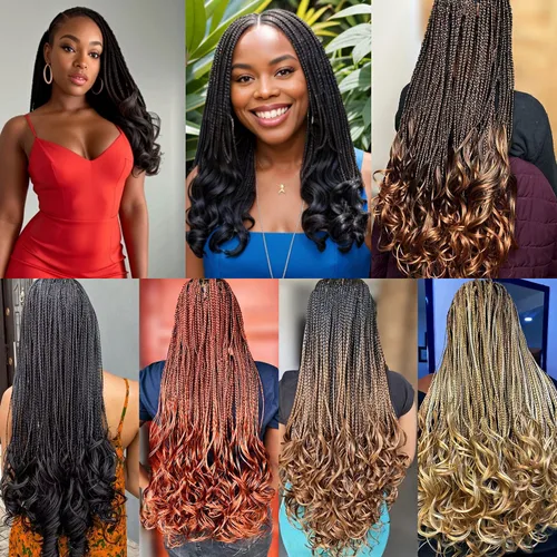 Vista 5 de Cabello para Trenzas Rizo Francés Color 1 Trenzas de Ganchillo Rizo Francés 10 Pulgadas Trenzas de Caja Cabello de Ganchillo para Mujeres y Niños