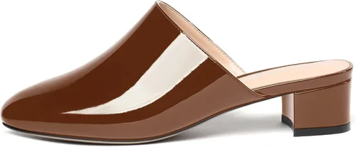 Vista 2 de MODENCOCO Zapatos de tacón bajo y grueso para mujer, con puntera cuadrada, zapatos de tacón bajo y sin cordones, sandalias deslizantes de 1.5