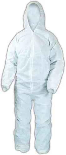 Vista 3 de MAGID EconoWear Lite N Kool Plus SMS - Overol de tela con capucha, desechable, puño elástico, blanco, mediano (caja de 25)