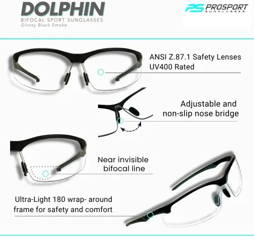 Vista 3 de proSPORT Bifocal Seguridad Sunglass Reader Protector Z87 Sport Ciclismo Motocicleta