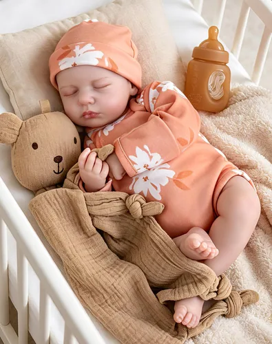 Vista 9 de Aori Muñecas de Bebé Reborn Realistas de la Vida Real Muñecas de Bebé de 20'' Bebé Recién Nacido Durmiendo Niña con Ropa de Muñeca Arcoíris