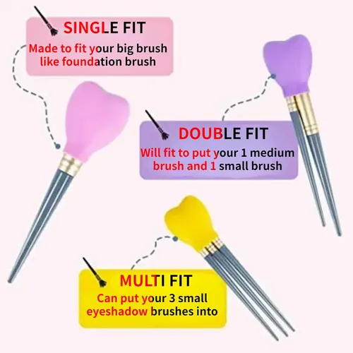 Vista 4 de Paquete de 15 brochas de maquillaje reutilizables, fundas de silicona, protector de cepillo cosmético, juego de brochas para sombra de ojos