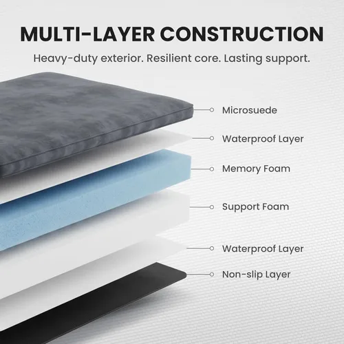 Vista 6 de Laifug Cama ortopédica de espuma viscoelástica para mascotas (40 x 25 x 4 pulgadas, gris pizarra) con forro impermeable duradero y funda extraíble