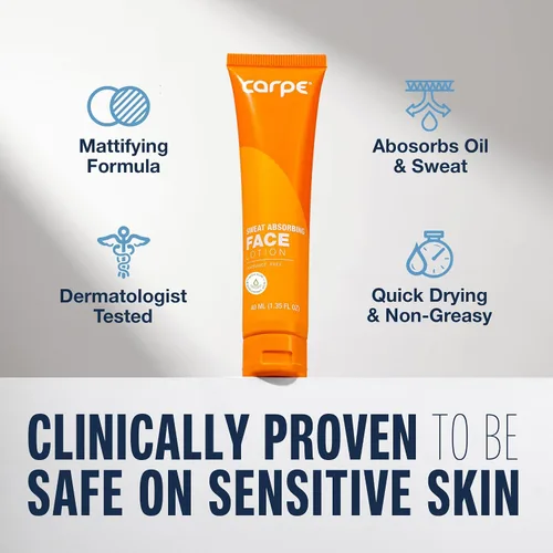 Vista 2 de Carpe Loción Facial Absorbente de Sudor para Control de Piel Grasa, Loción Facial Matificante con Ácido Hialurónico Hidratante y Escualano, Sin