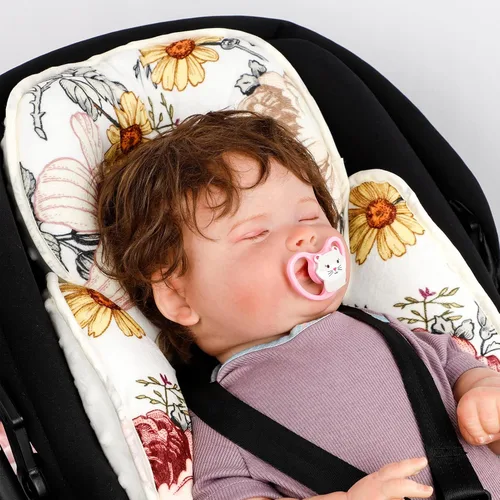 Vista 6 de Soporte floral para la cabeza y el cuerpo del asiento de automóvil, inserto reversible 2 en 1, cojín suave para asiento de automóvil, cochecito