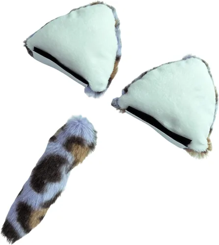 Vista 5 de Lindas orejas de gato para casco con decoración de cola, diseño reutilizable, 3 piezas