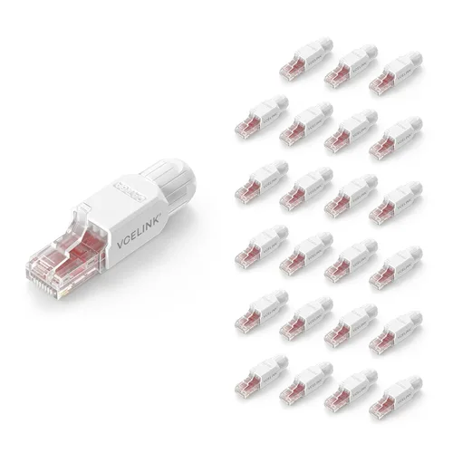Vista 10 de VCELINK - Conector RJ45 Cat6 sin herramientas, paquete de 2, chapado en oro, UTP 23-26AWG 23-26 AWG Network Cable Compatibility, Toolless Field