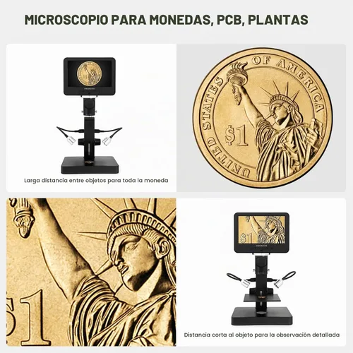 Vista 5 de Andonstar Microscopio de AD246S-P HDMI Digital con pantalla de 7", lente