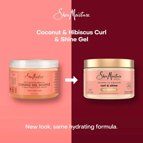 Vista 3 de Soufflé de gel rizador de coco e hibisco de Shea Moisture 12oz Para cabello grueso y rizado: define rizos, hidrata las hebras y ofrece una